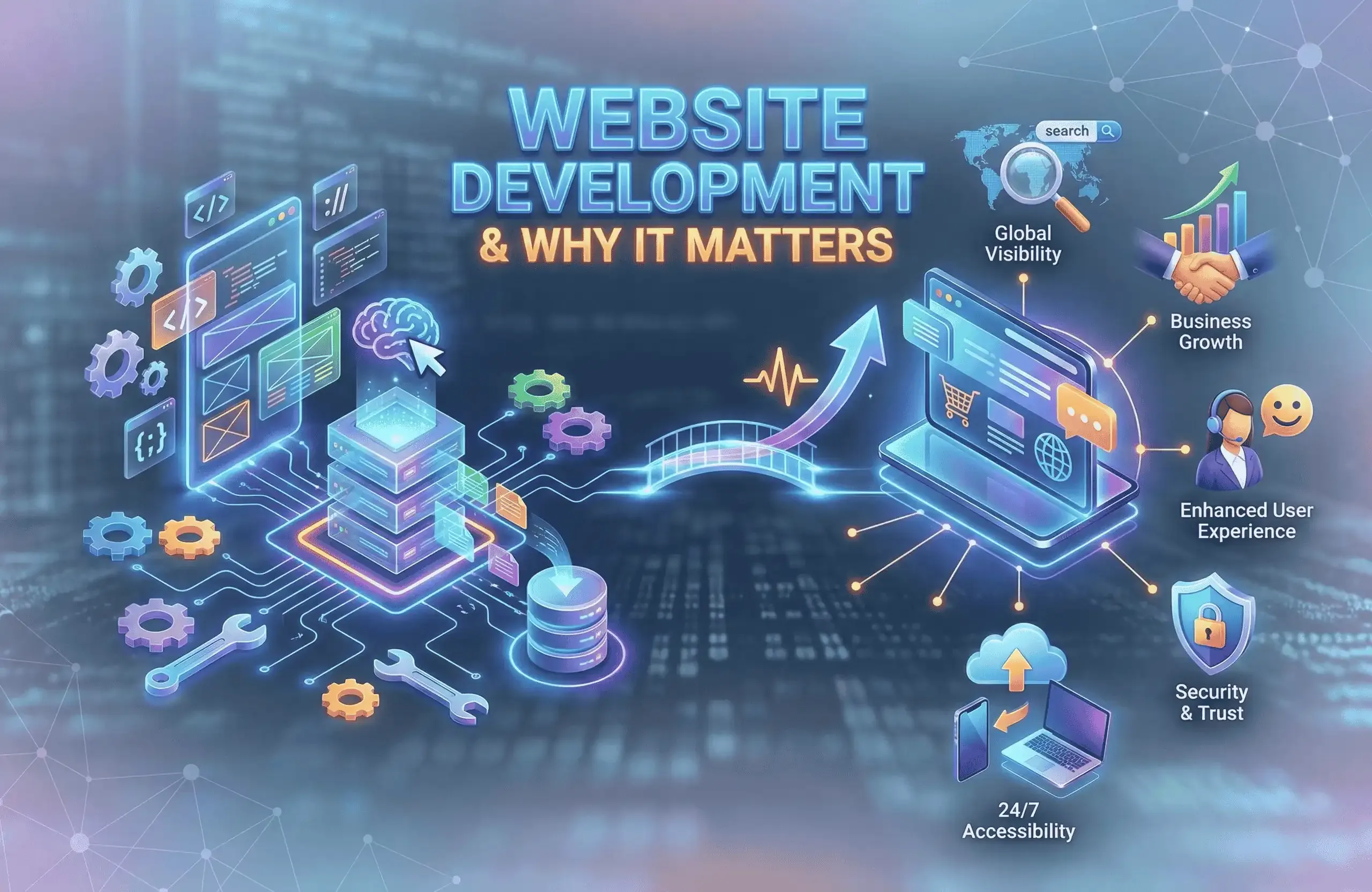 Website development process illustration